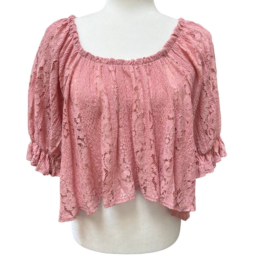 Free People Stacey Convertible Lace Crop Top Women's Size Small Pink